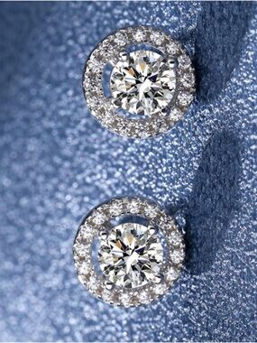 1 ct Natural Diamond Cluster Earrings